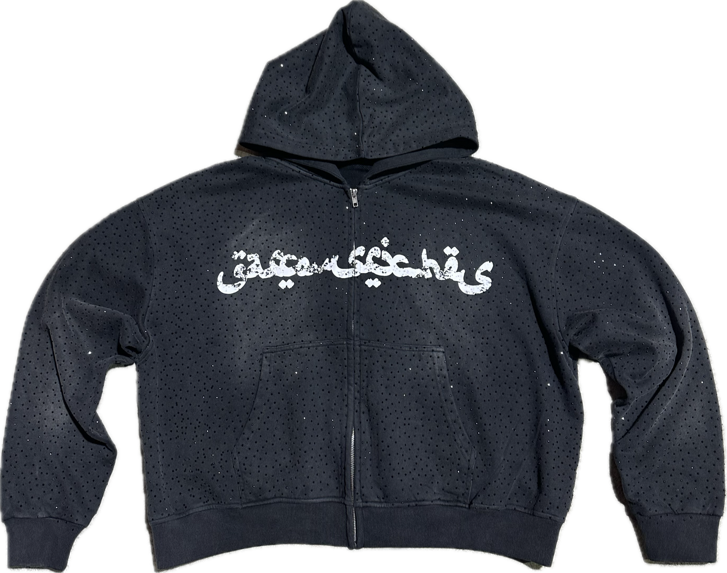 Midnight "Garçons riches" Allover rhinestone zip up